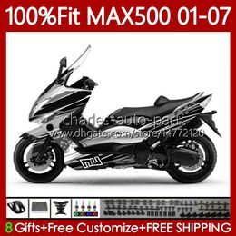 Injection Body For YAMAHA TMAX500 MAX-500 TMAX-500 109No.130 TMAX MAX 500 Silver black T MAX500 2001 2002 2003 2004 2005 2006 2007 T-MAX500 01 02 03 04 05 06 07 OEM Fairings