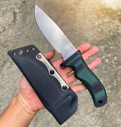 High End Survival Straight Knife ATS-34 Satin Drop Point Blade Full Tang G10 Handle Fixed Blades Hunting Knives With Kydex