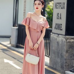 Vintage Elegant Summer Women Spaghetti-Strap Ruffles Midi Long A Line Sundresses Holiday Beach Dresses Vestidos 210514