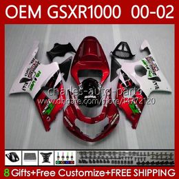 OEM Bodywork For SUZUKI K2 GSX R1000 GSXR 1000 CC 2001 2002 2002 Body 62No.111 GSXR1000 GSX-R1000 Metal red 01-02 1000CC GSXR-1000 00 01 02 Injection Mould Fairing kit