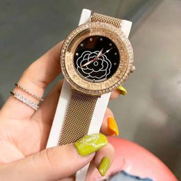 Brand Watches Women Girl Crystal Flower Style Metal Steel Magnetic Band Quartz Wrist Watch CHA61