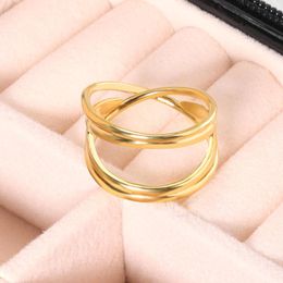 Cluster Rings Geometry For Women Men Gold Silver Stainless Steel Intersect Ring Hollow Irregular Bands Fashion Simple Jewellery Gifts