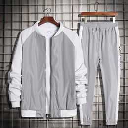 Men Tracksuit Two Piece Set Brand Men's Sets Sportswear Spring Autumn Jacket+Pants Casual Sports Suit Men Clothing Hip Hop 211109