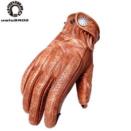 Uglybros 5 Colours Sheepskin Motorcycle Motorbike Gloves Touch Screen Motor Gloves Unisex Leather Protection Glove SIZE : S-2XL H1022