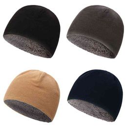 Unisex Fleece Beanies Caps Winter Warm Velvet Thick Windproof Winter Outdoor Hat Skullies Y21111