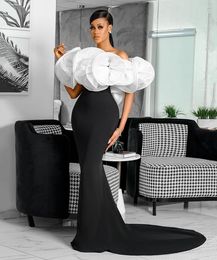 Plus Size Arabic Aso Ebi Black Stylish Sexy Prom Dresses Mermaid Strapless Satin Evening Formal Party Second Reception Gowns ZJ124