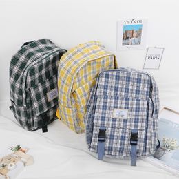 SenkeyStyle Women Preppy Style School Bag Waffle Plaid Female Backpacks Fashion Korean Style Casual Backpacking for Teenager