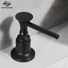 Matte Black Kitchen Soap Dispenser Stainless Steel Pump 220ML Plastic Bottle Sink Liquid Deck Mount 211206