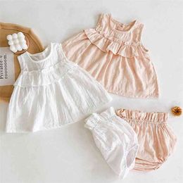 0-2Yrs Summer Kids Girl Suit Clothes Infant Baby Girls Sleeveless Top + Lantern Pants 2Pcs Clothing Sets 210521