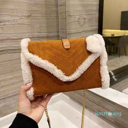 Designer- Fashion Small Messenger Bags Suede Shearling Leather Women Ladies Fashion Purse Cross Body Shoulder Handbags 23*16CM