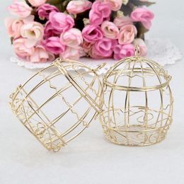 chinese birthday candles Canada - Wedding Favor Box European creative Gold Matel Boxes romantic wrought iron birdcage candy tin box Favors