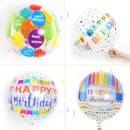22inch 4D Clear Foil Balloons Party Supplies Decoration Creative Round Happy Birthday Film Balloon Kid Toy Baby Shower Decro 5 Colors