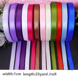 Party Decoration 1rolls/25yards 1cm Satin Ribbon DIY Rope Craft Gift Wrap Wedding Year Crafts Packing Supply