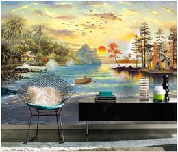 Custom 3d murals wallpaper European pastoral country lake beautiful landscape oil painting background wall papers home decorative