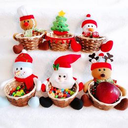 Merry Christmas Candy Storage Basket Decoration Santa Snowman Elk Storage Basket, Desktop Candy Box, Snack Storage Basket, Fruit Basket