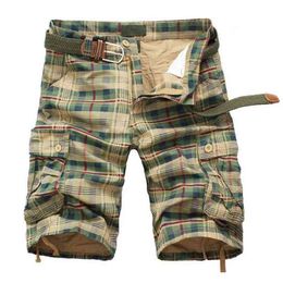 Men Shorts Fashion Plaid Beach Shorts Mens Casual Camo Camouflage Shorts Military Short Pants Male Bermuda Cargo Overalls 210323