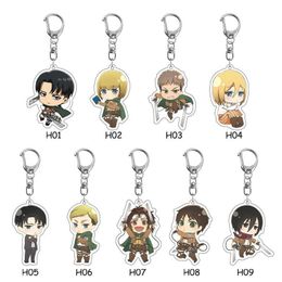 2021 NEW HOT Attack on Titan Anime HD Printed Keychain Cosplay Acrylic Pendant Keyring Cute Funny Cartoon Toy Rare Gift G1019