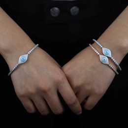 Turkish Blue Evil Eye Charm Bracelets For Women Vintage Fatima Lucky Bling Cubic Zircon Bangle Deliacte Simple Jewellery