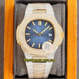 eternity Jewellery Watches RRF 5719 V2 Upgrade version Cal.324 Automatic 5711 Blue Dial Iced Out Mens Watch Diamond inlay Case Gold Silver Diamonds Bracelet 7118