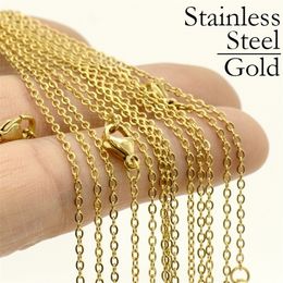 50 Pcs x Tarnish Free Stainless Steel Necklace Chain Gold, 16/18/20/22/24/30 Inches Gold Rolo Chain Cable Necklace for Women Men 220218