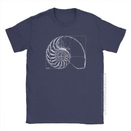 Мужская футболка Fibonacci на Nautilus повседневная мужская футболка математика базовые тройники экипаж шеи одежда 100% хлопок печатная футболка 210706