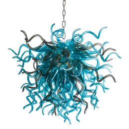 Modern Nordic Hand blown Glass Crystal Chandelier LED Art Pendant Lamps Sea Blue W80xH70CM Indoor Lighting Living Room Decoration