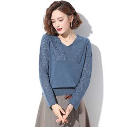 Women Sweaters Winter Basic Knit Pullovers V neck Solid Colour hollow out Sweater Jumpers Slim Pull Sweater ropa mujer 210604