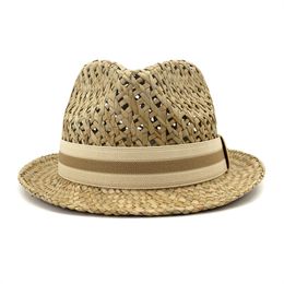 summer hats natural raffia solid band classic dress wedding women hats panama short brim men caps jazz beach gentlemen sun hats