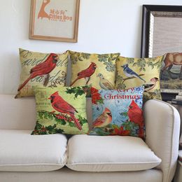 Cushion/Decorative Pillow Western Style Retro And Vintage Postmark Letters Background Birds Pattern Throw Case Home Sofa Decorative Cushion