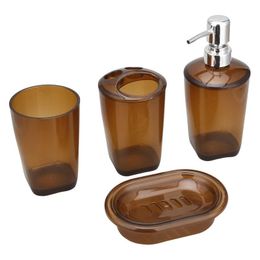 Bath Accessory Set Simple Household El Bathroom 4-pcs Plastic Toiletries Supplies Soap Dispenser Box Accessories