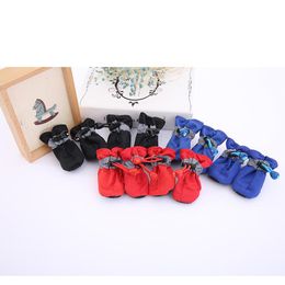 Dog Apparel 12sets/lot Shoes Waterproof Anti-slip Pet For Small Dogs Cats Chihuahua Yorkie Snow Boots Socks