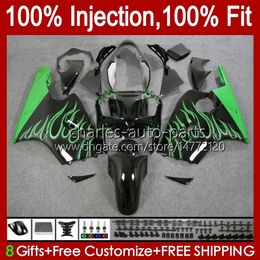 OEM green flames Injection mold Bodywork For KAWASAKI NINJA ZX1200 C ZX1200C ZX 12 R 1200 CC 2000 2001 Body 2No.113 ZX 1200 12R 1200CC ZX-12R 00-01 ZX12R 00 01 Fairing Kit