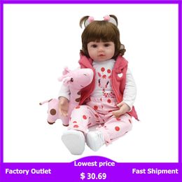 19Inch 48cm Bebe Reborn Baby Girl Lifelike Doll Baby Newborn Toys For Children Christmas Gift And Birthday Gift Doll Toys Q0910