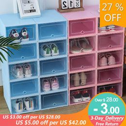 Storage Boxes & Bins 6Pcs Plastic Shoes Case Thickened Colourful Transparent Drawer Shoe Stackable Box Organiser Shoebox