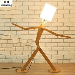 Floor Lamps Modern Creative 3D DIY Wood Robot Art Fashion Light Livingroom BedroomRestaurant Decoration Lamp Detachable Assemble LED