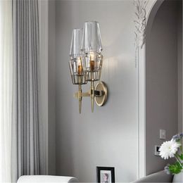 Wall Lamp Vintage Loft Glass Sconces Crystal Bedroom Light Led Wood Corridor Lights For Home Espelho