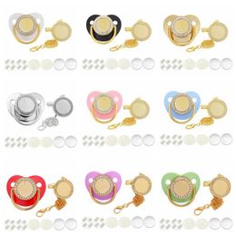 Sublimation Baby Pacifier with Clip party Favor Bling Crystals Blank Infant Pacifiers Chain Birthday Gift Newborn Care Tools 14 Color Wholesale