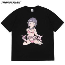 Men Streetwear Harajuku T Shirt Hip Hop Cartoon Cute Bikini Girl Print T-Shirt Summer Short Sleeve Tshirt Cotton Casual Top 210601