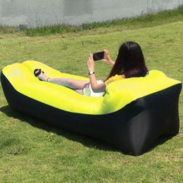 Green Lazy Inflatable Sofa Portable Outdoor Beach Air Sofa Bed Folding Camping Inflatable Bed Sleeping Bag Air Bed246C