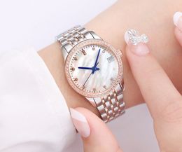 Women Automatic mechanical watch Ladies Mother of pearl shell watches sport clock Stainless steel Strap Rhinestone bracelet