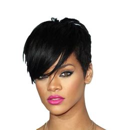 Short Synthetic Wig With Bangs Simulation Human Hair Wigs Hairpieces For Black & White Women Pelucas 204#