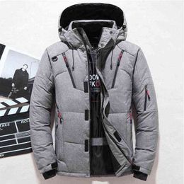 Down Jacket Men 's 2021 Winter Warm Hooded Solid Colour Long-Sleeved Thickened Snow Coat Y1103