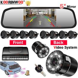 Car Rear View Cameras& Parking Sensors Koorinwoo Parktronic Sensor 8 Radars Alert AHD Front Camera Show Distance Screen Image Detector Syste