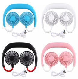 Portable Fan Hands-free Neck Band Hands-Free Hanging USB Rechargeable Dual Fan Mini Air Conditioner/Cooler Fan for Room Student