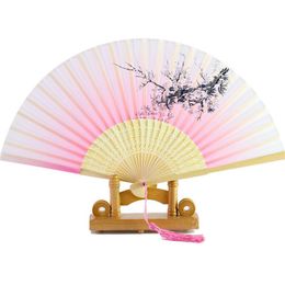 Silk Folding Fan Party Favor Chinese Japanese Pattern Art Craft Gift Home Decoration Ornaments Dance Hand Fans