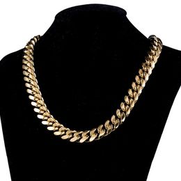 New Fashion StainlSteel Gold Cuban link Chain Faucet Button Hip Hop Fashion Jewelry for Gift 6MM/10MM/12MM/14MM/16MM/18MM X0509