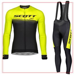 2021 SCOTT Team Breathable cycling Jersey bib pants Suit men long sleeve mtb bicycle Outfits road bike clothing Sports Uniform Y21032602