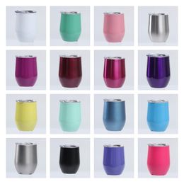 12oz Stainless Steel Tumbler Wine Glasses Water Bottle Double Wall Vacuum Insulated Beer Mug Kitchen Bar With Lid Drinkware T2I52200