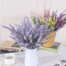 Flores Artificiais Românticas Provence Lavender Plástico Casamento Decorativo Vaso para Home Decoração Grão Natal Planta Falsa GC511
