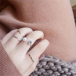 finger ring styles UK - Cluster Rings 4 Pcs Set Korean Style Women Silver Color Adjustable Simple Joker Metal Finger Ring Gift